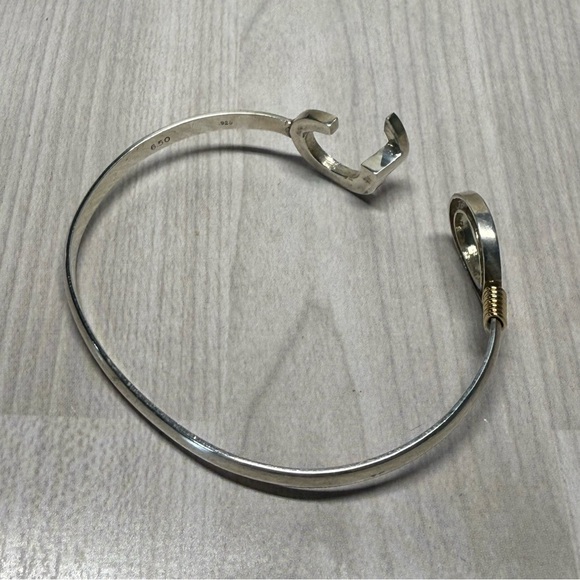 14k and 9.25 Silver Knot Bangle Bracelet - Picture 3 of 4